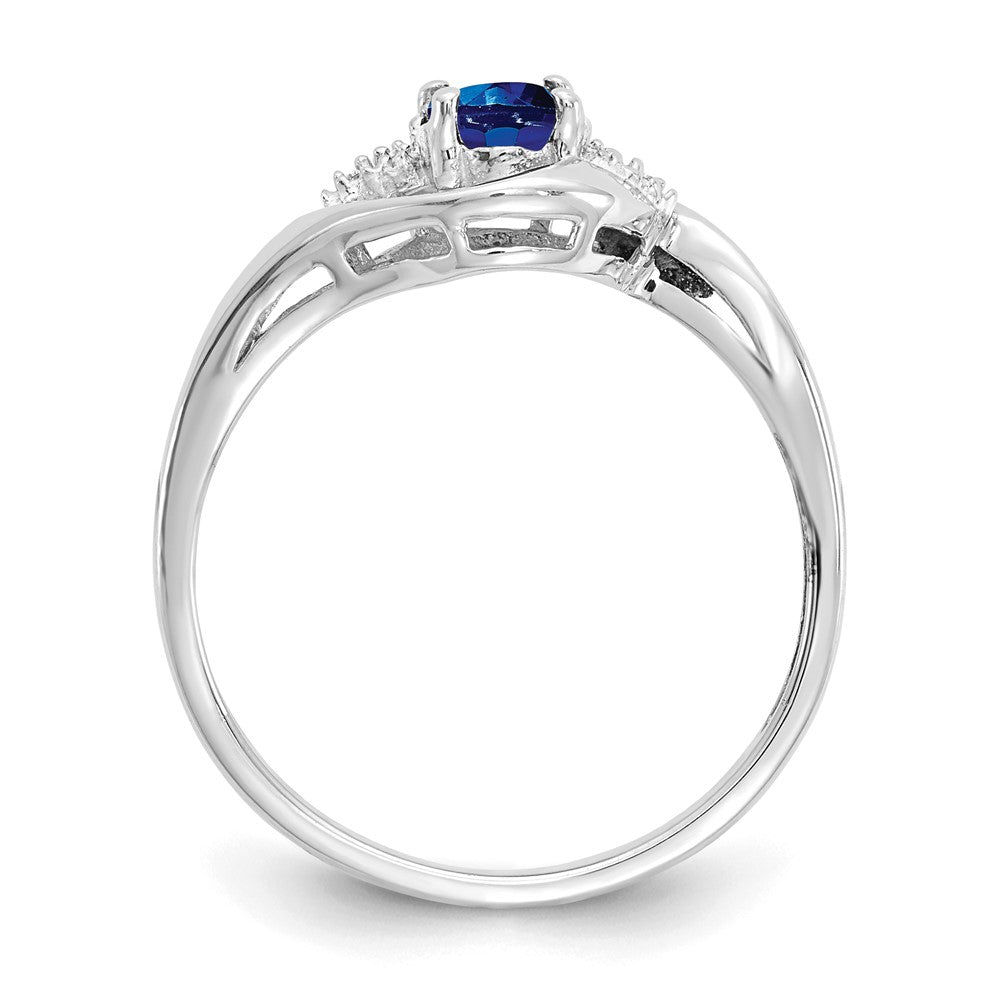 14k White Gold Sapphire and Real Diamond Ring