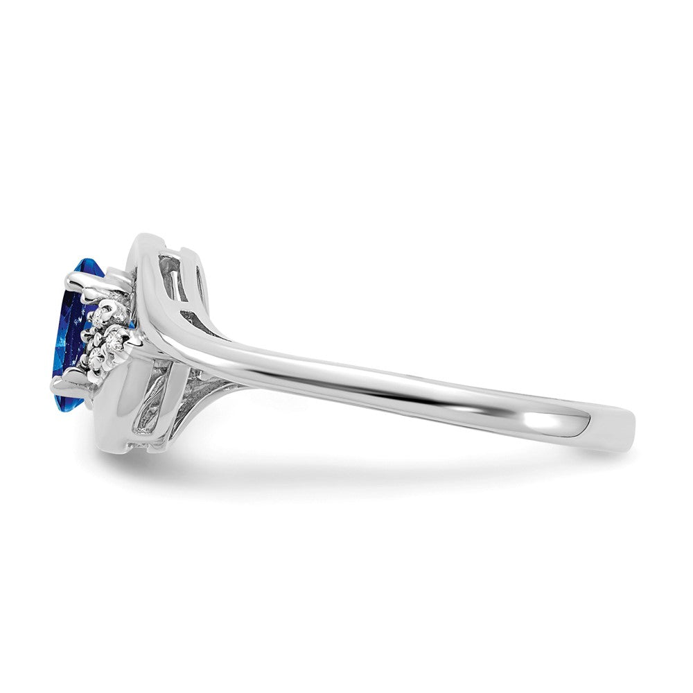 14k White Gold Sapphire and Real Diamond Ring