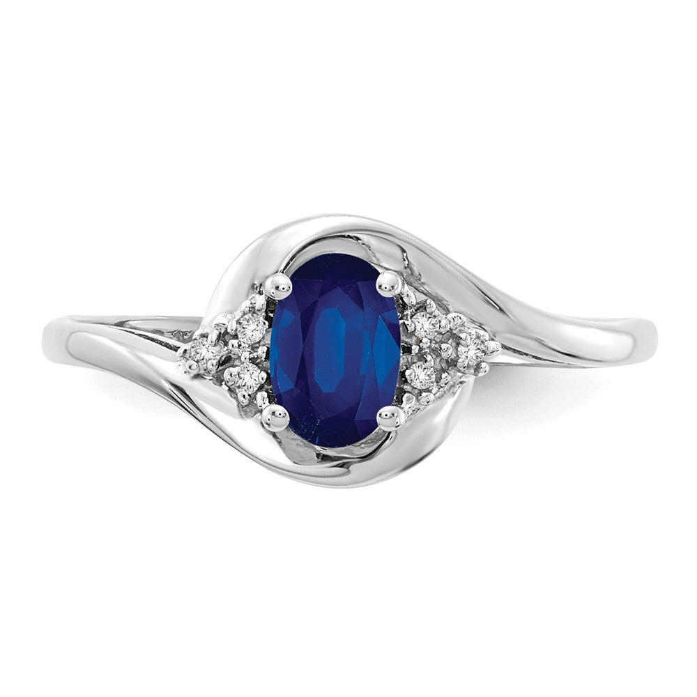 14k White Gold Sapphire and Real Diamond Ring