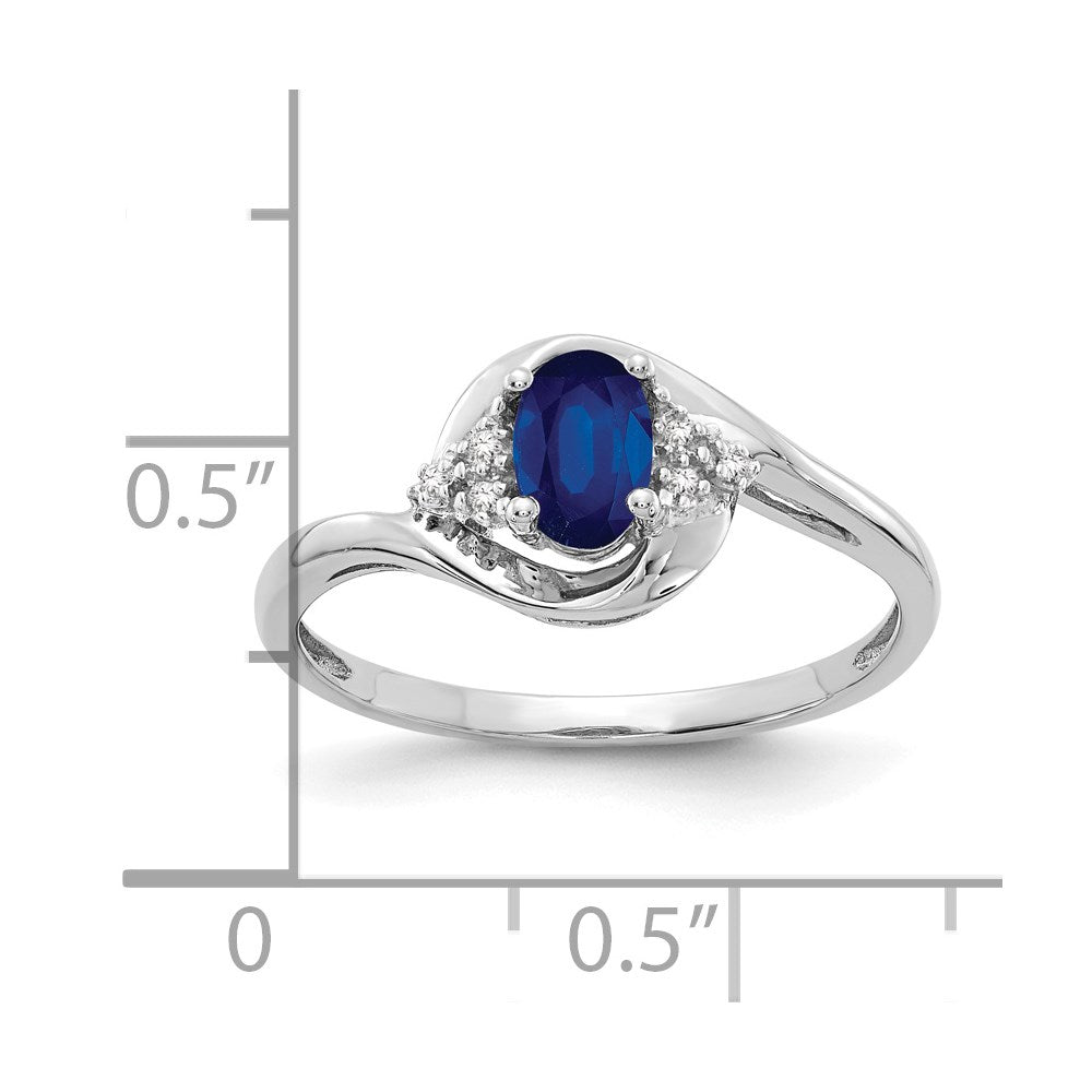 14k White Gold Sapphire and Real Diamond Ring