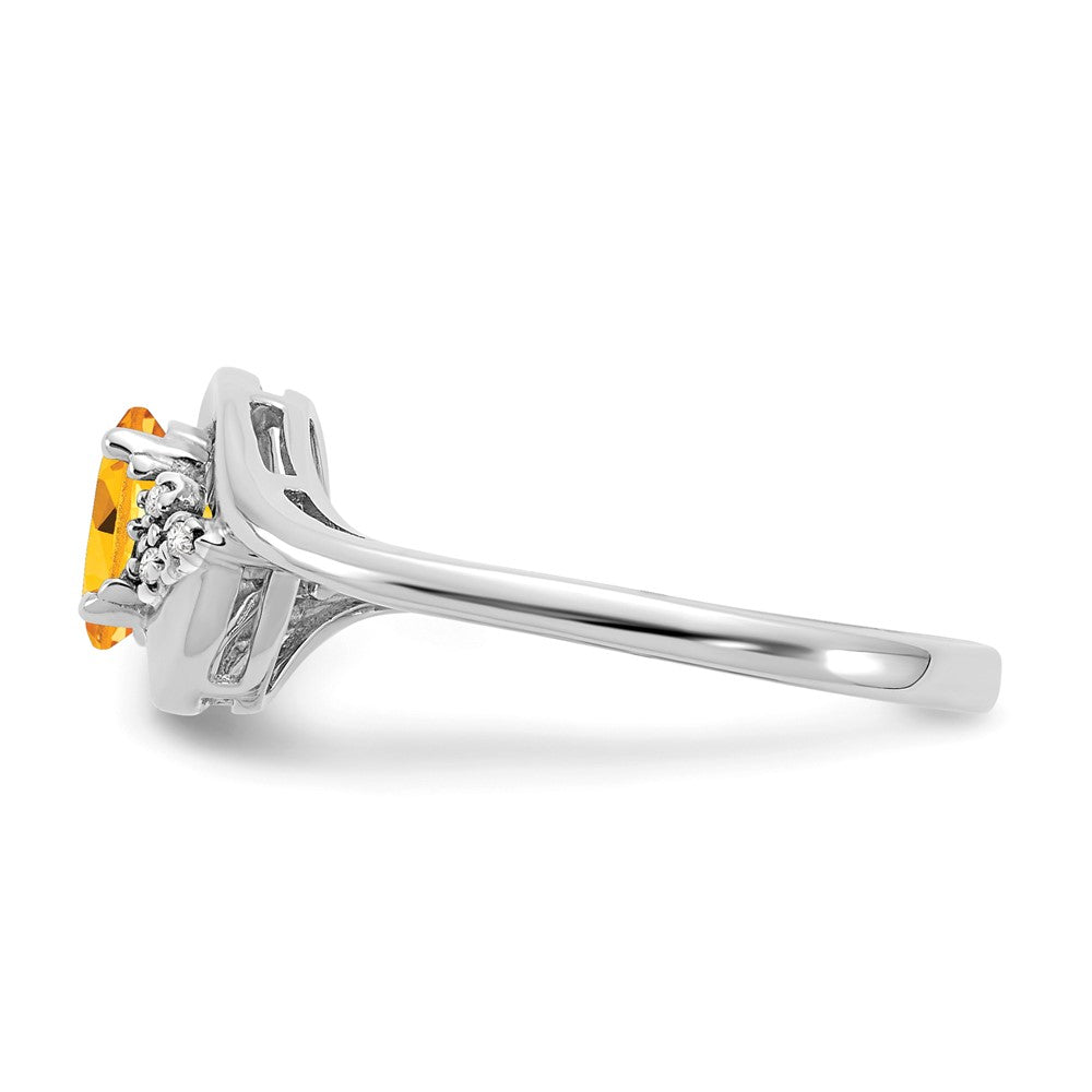 14k White Gold Citrine and Real Diamond Ring