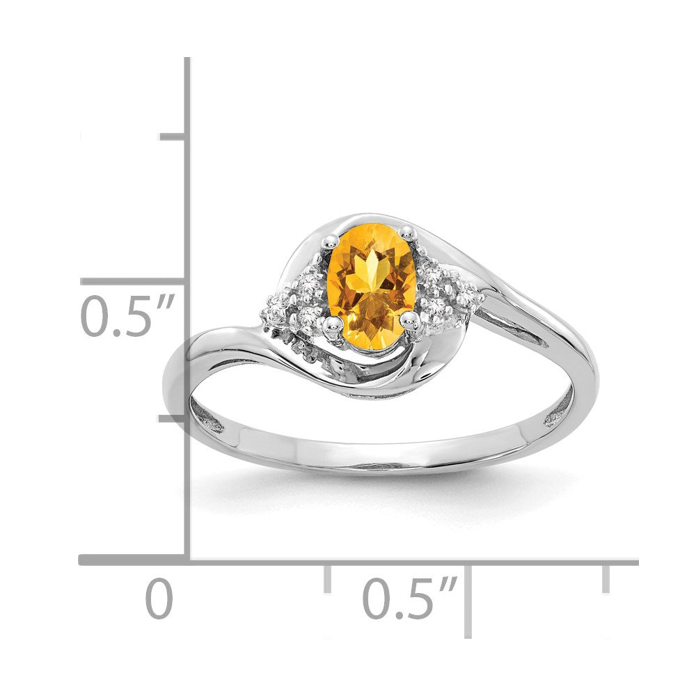 14k White Gold Citrine and Real Diamond Ring