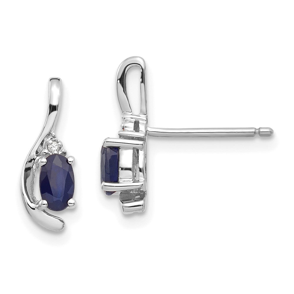 14k White Gold Sapphire Diamond Earring