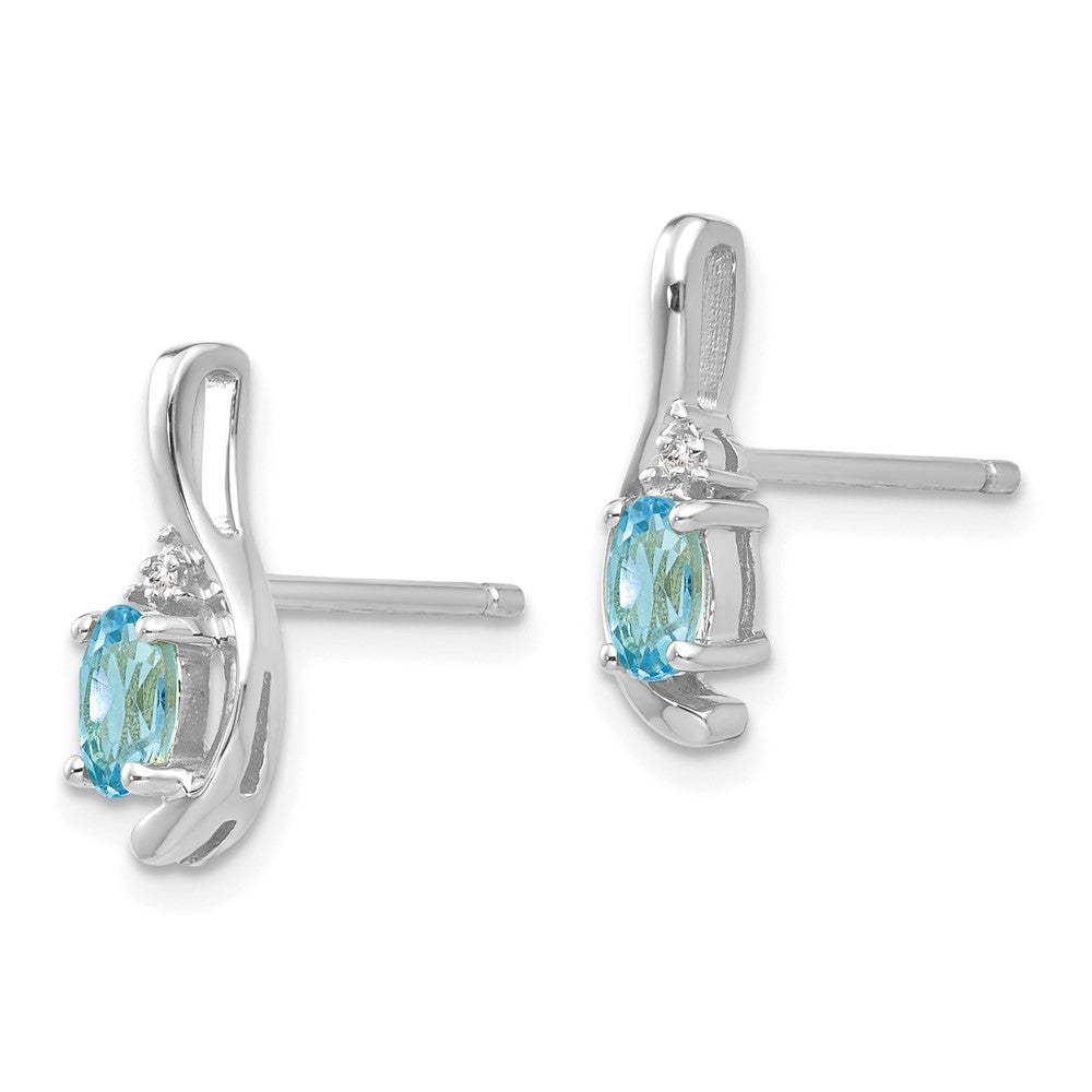 14k White Gold Blue Topaz Diamond Earring