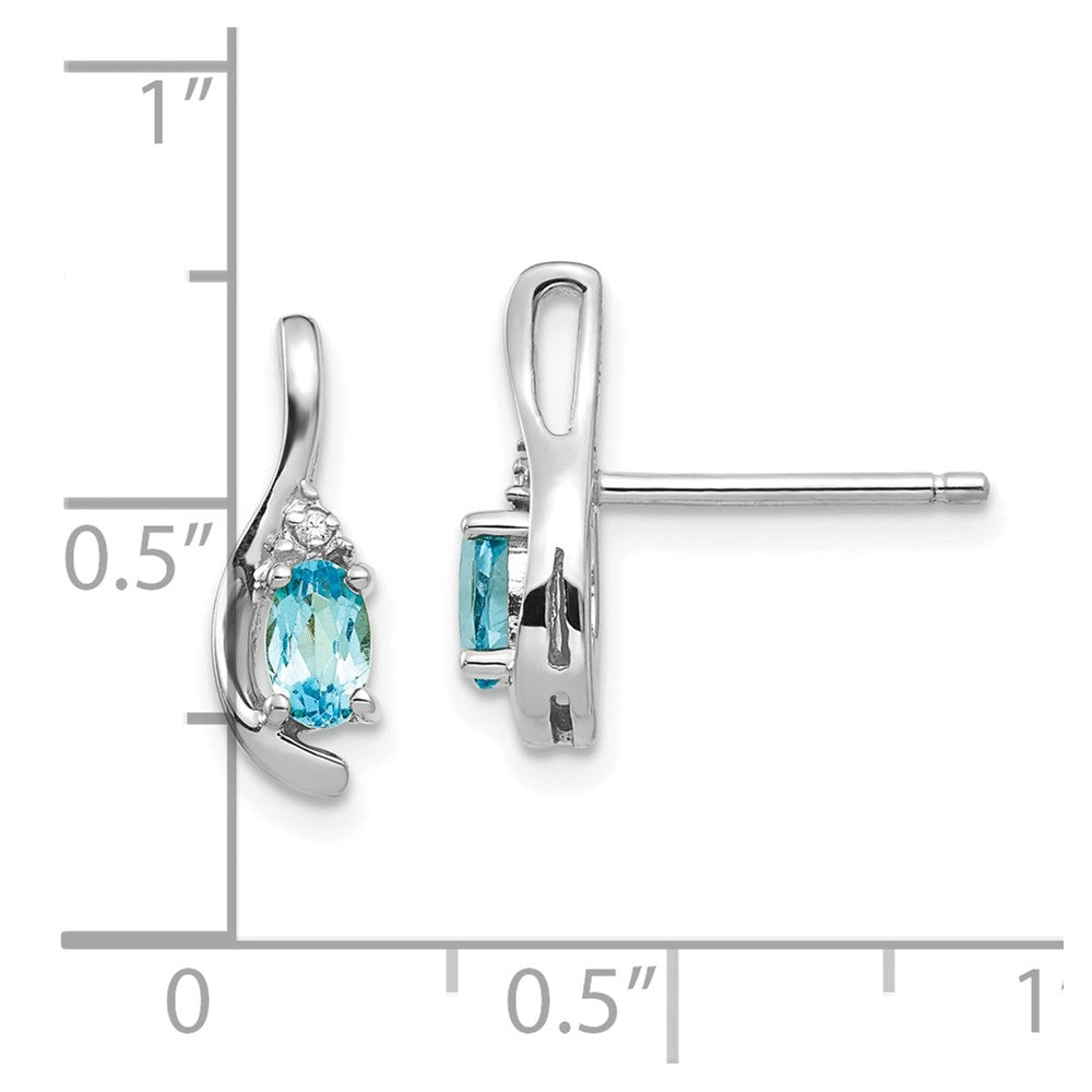 14k White Gold Blue Topaz Diamond Earring