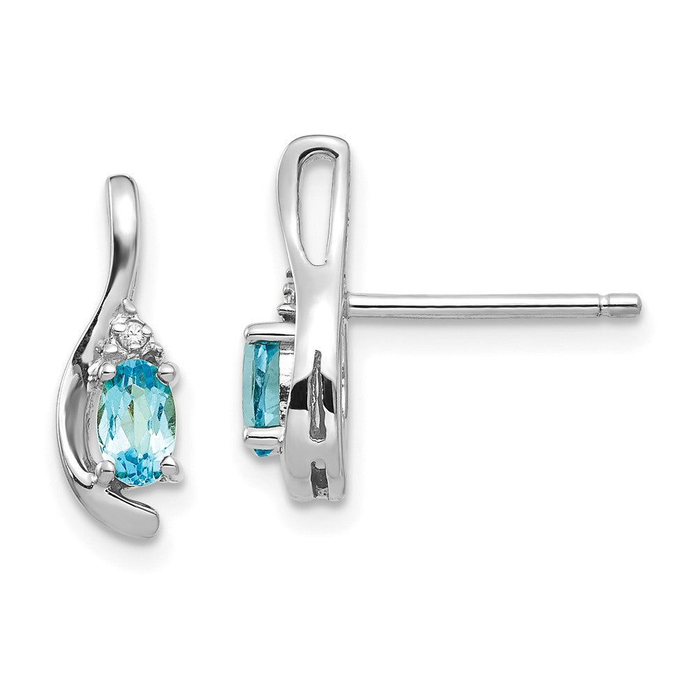 14k White Gold Blue Topaz Diamond Earring