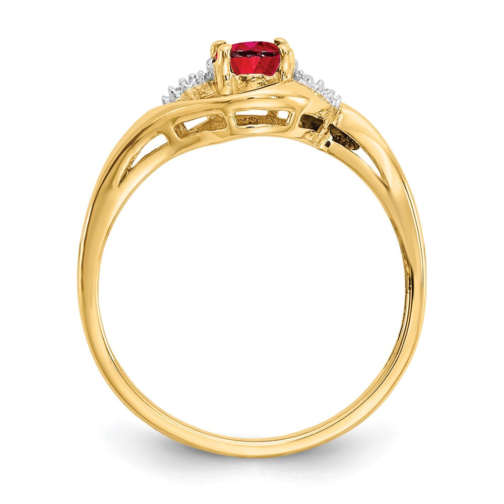 14K Yellow Gold Ruby and Real Diamond Ring