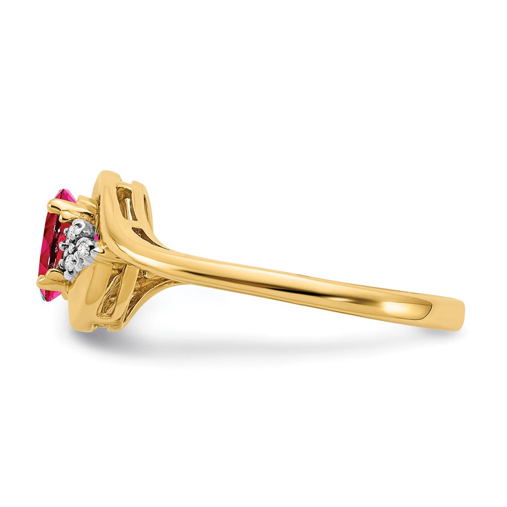 14K Yellow Gold Ruby and Real Diamond Ring