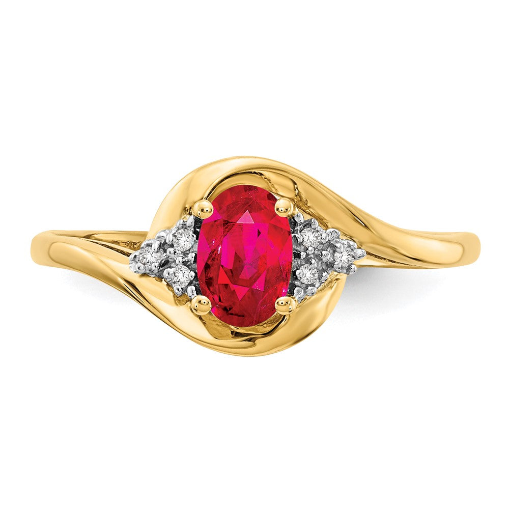 14K Yellow Gold Ruby and Real Diamond Ring