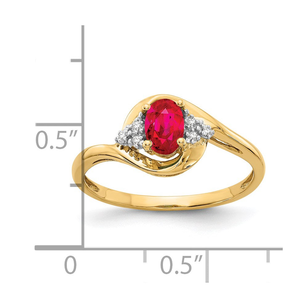 14K Yellow Gold Ruby and Real Diamond Ring