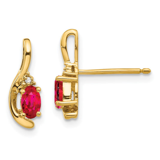 14k Ruby and Diamond Post Earrings