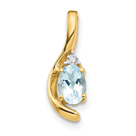 14K Diamond and Aquamarine Pendant