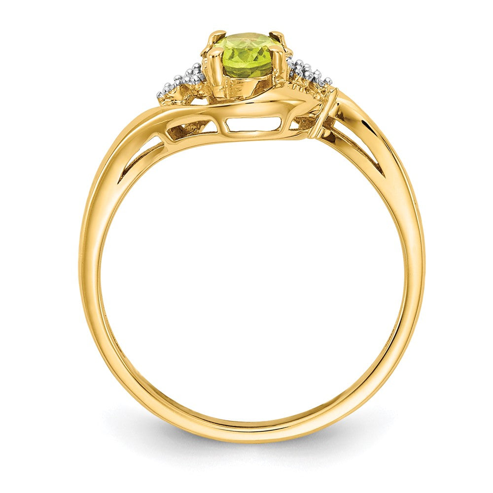 Solid 14k Yellow Gold Simulated Peridot and CZ Ring