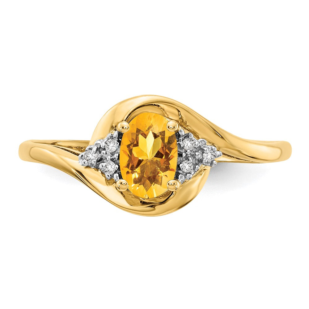 14K Yellow Gold Citrine and Real Diamond Ring