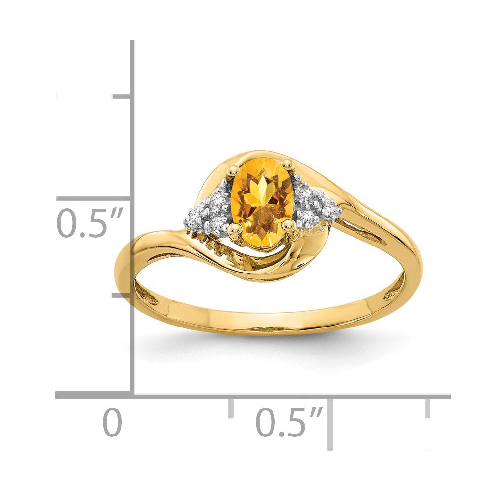 14K Yellow Gold Citrine and Real Diamond Ring