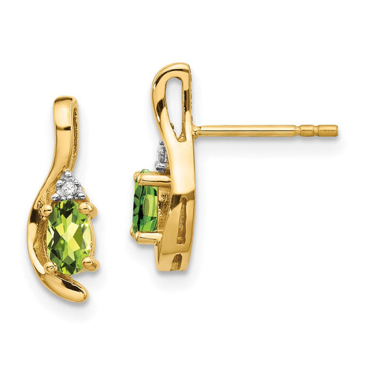 14K Diamond and Peridot Earrings