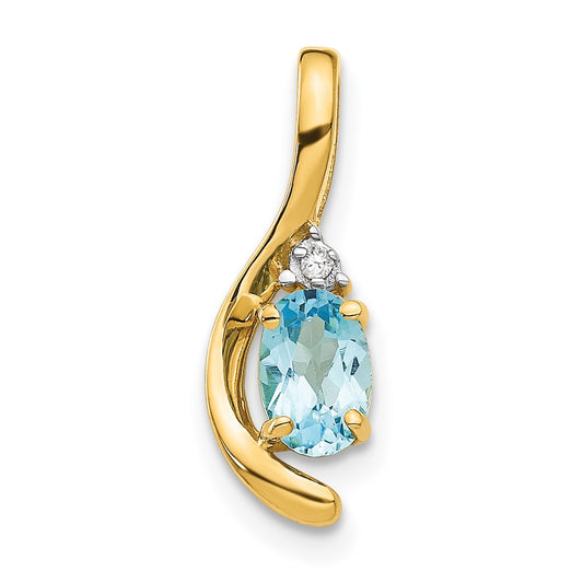 14K Diamond and Blue Topaz Pendant