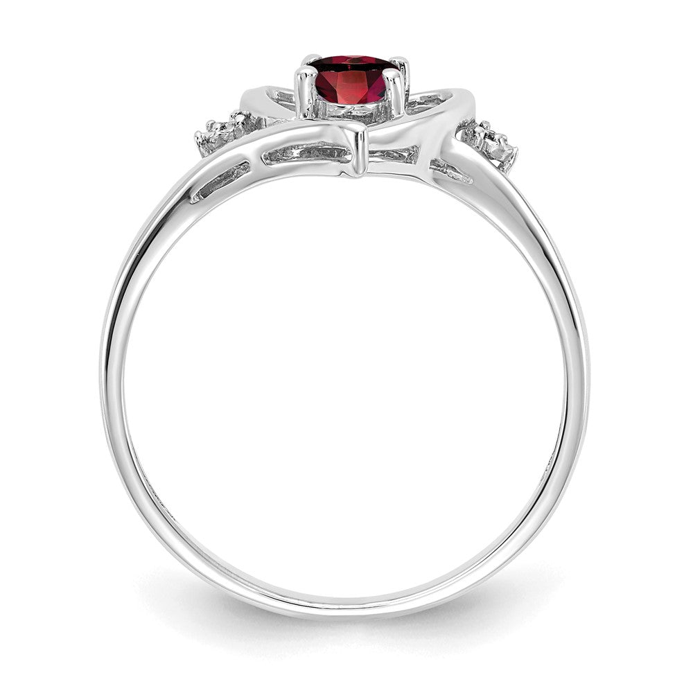 14k White Gold Garnet and Real Diamond Heart Ring