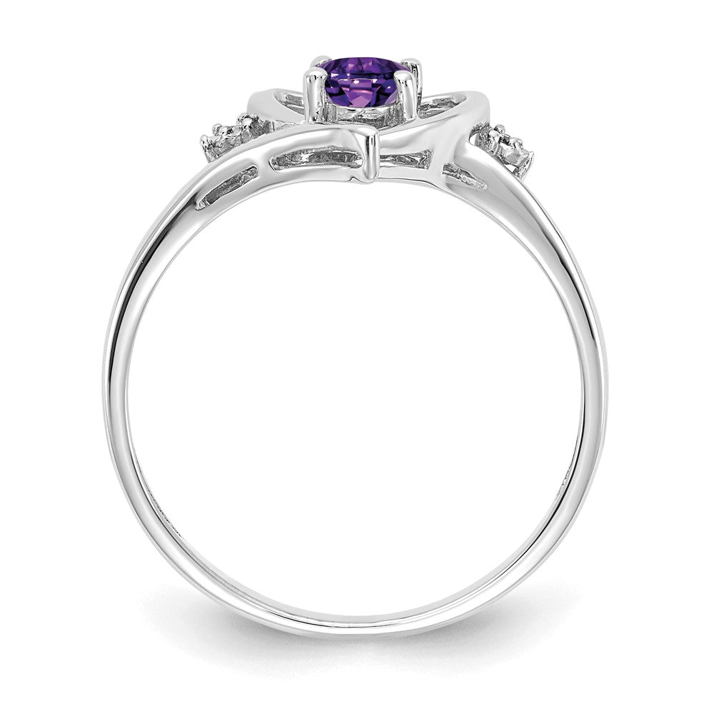 14k White Gold Amethyst and Real Diamond Heart Ring