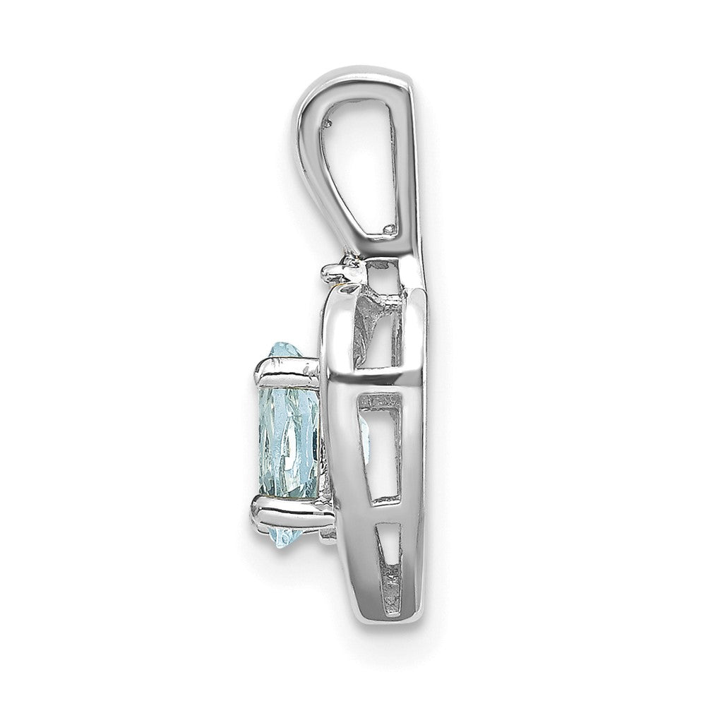 14k White Gold Aquamarine Diamond Pendant