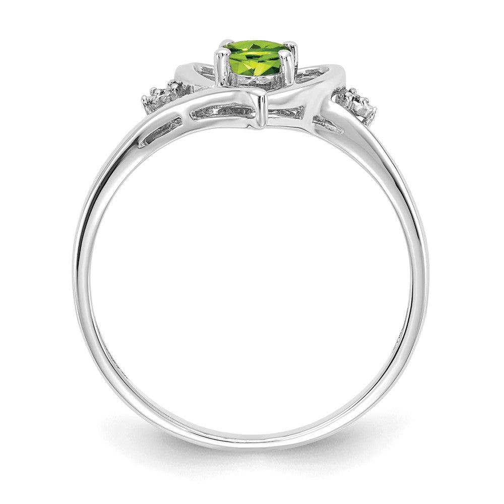 14k White Gold Peridot and Real Diamond Heart Ring