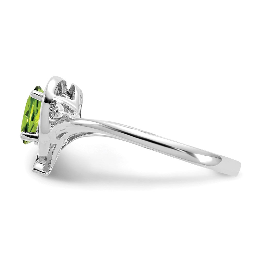 14k White Gold Peridot and Real Diamond Heart Ring