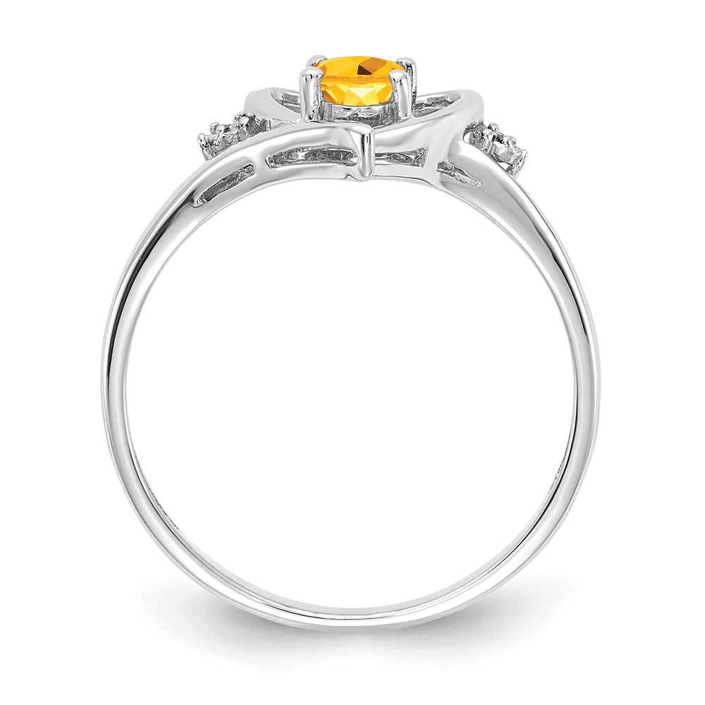 14k White Gold Citrine and Real Diamond Heart Ring