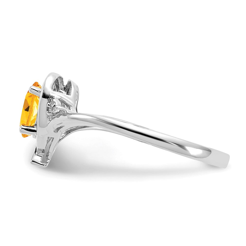 14k White Gold Citrine and Real Diamond Heart Ring