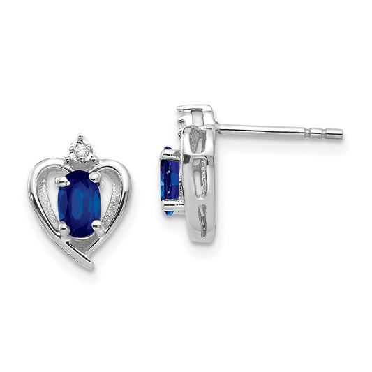 14k White Gold Sapphire Diamond Earring