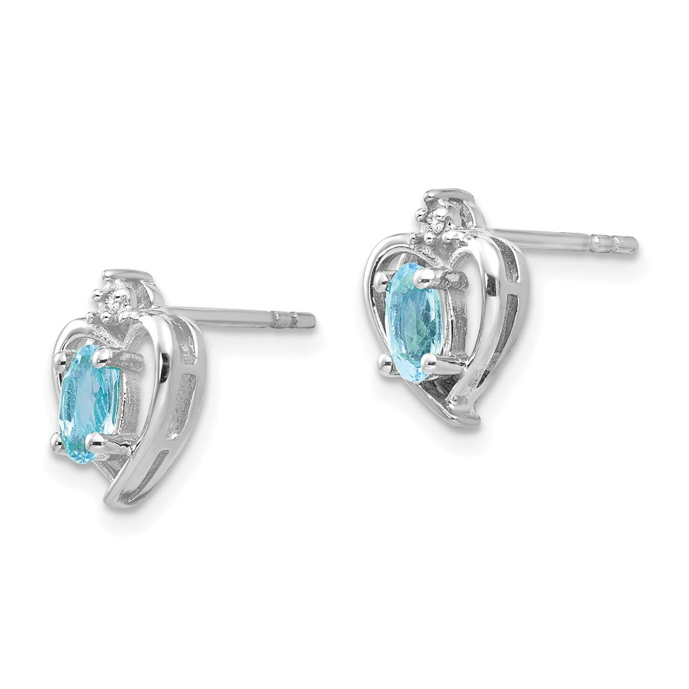 14k White Gold Blue Topaz Diamond Earring