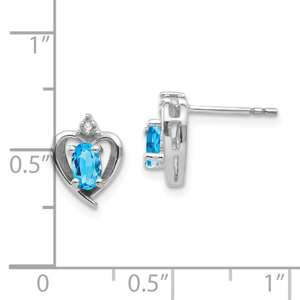 14k White Gold Blue Topaz Diamond Earring