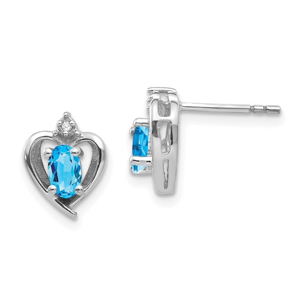 14k White Gold Blue Topaz Diamond Earring