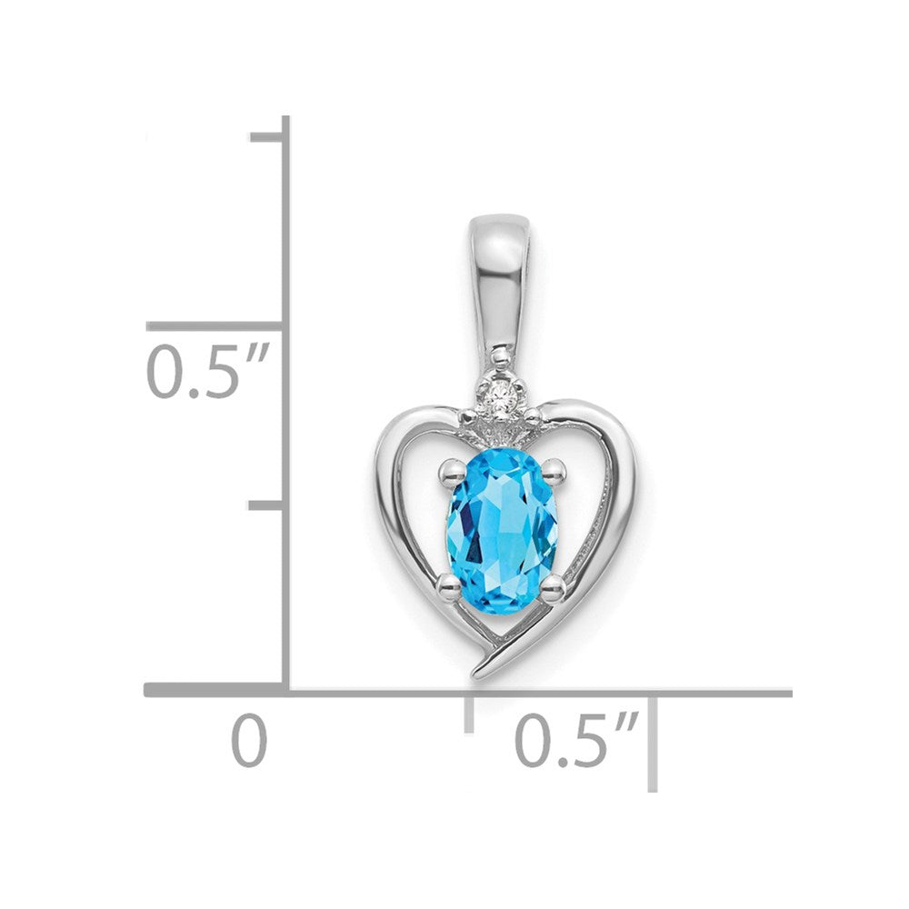 14k White Gold Blue Topaz Diamond Pendant