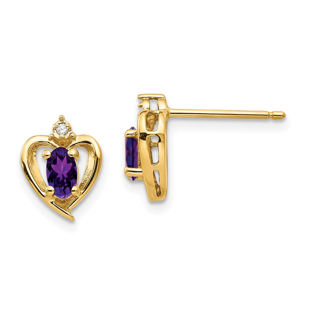 10k Yellow Gold Diamond & Amethyst Earrings