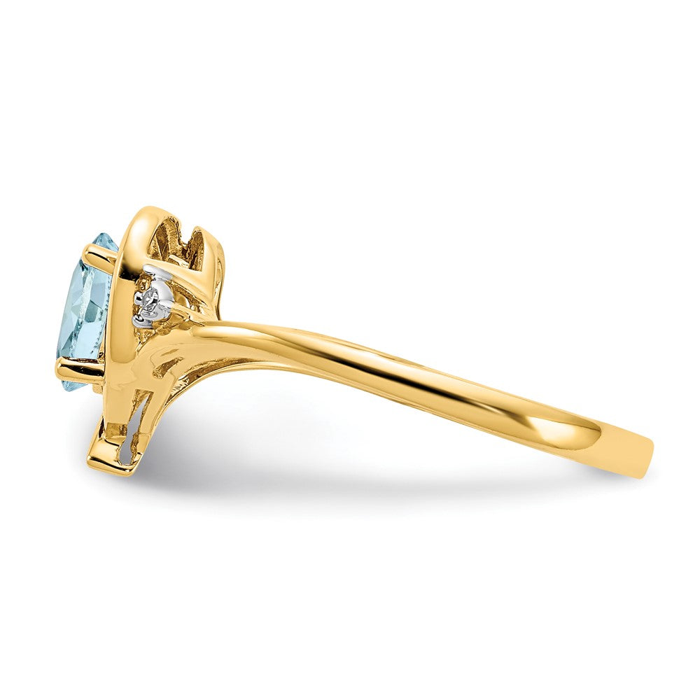 10K Yellow Gold Real Diamond & Aquamarine Ring