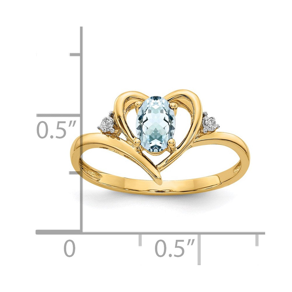 10K Yellow Gold Real Diamond & Aquamarine Ring