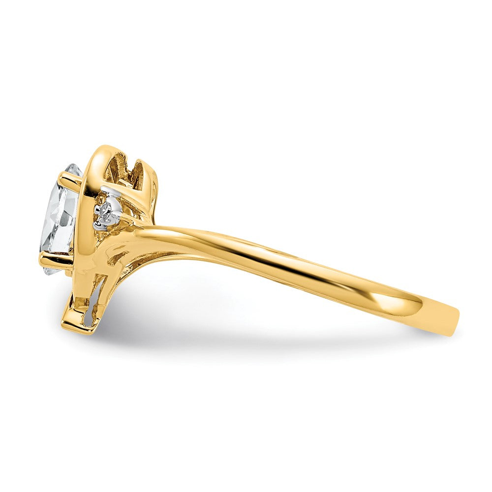 10K Yellow Gold Real Diamond & White Topaz Ring