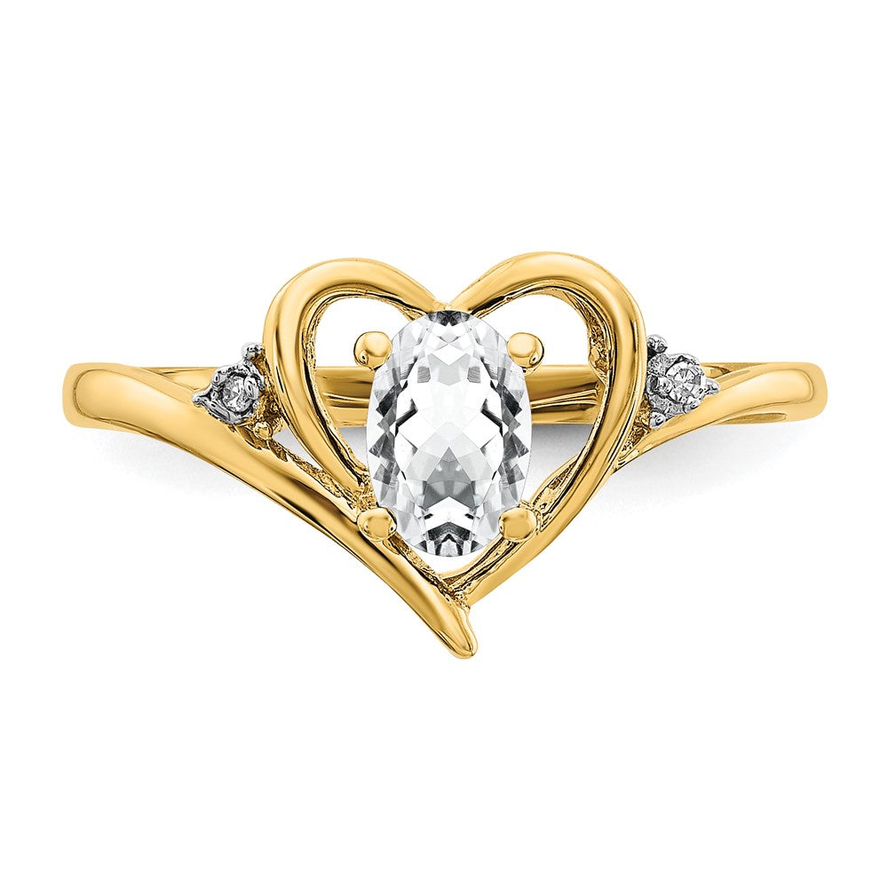 10K Yellow Gold Real Diamond & White Topaz Ring