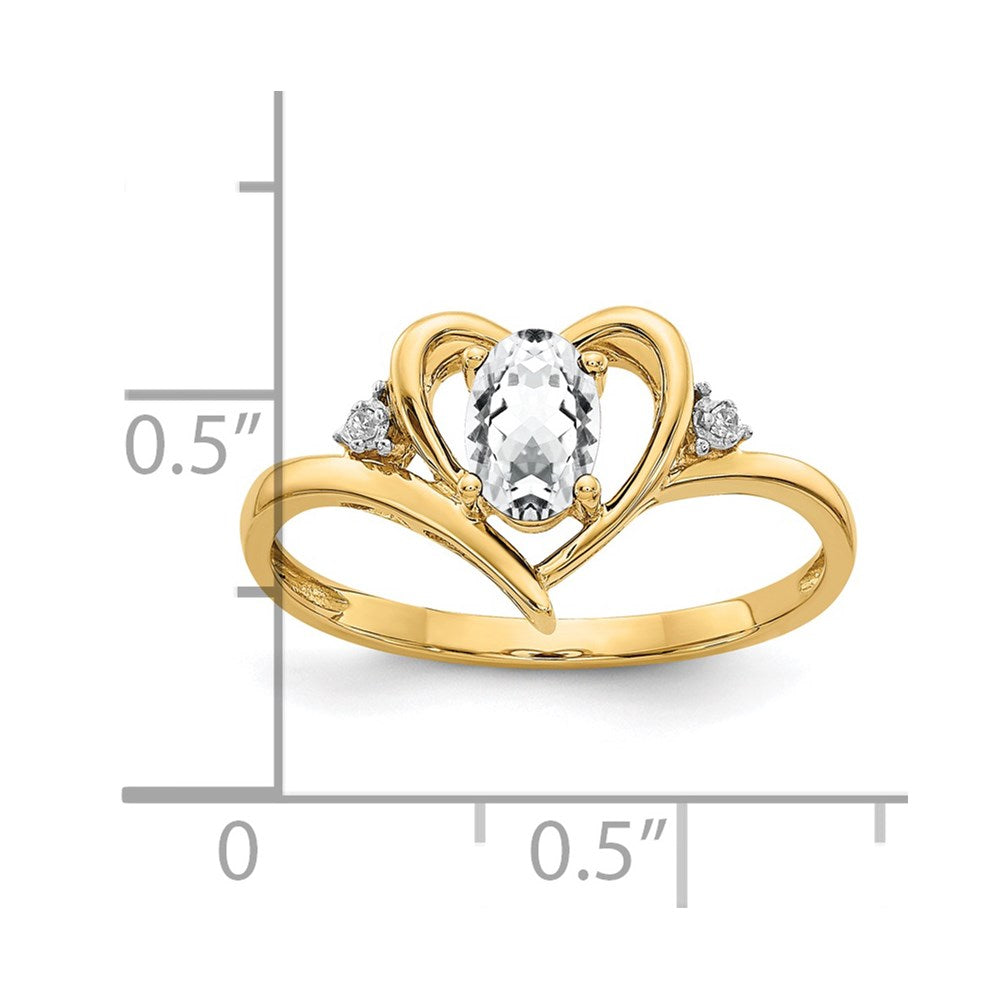 10K Yellow Gold Real Diamond & White Topaz Ring