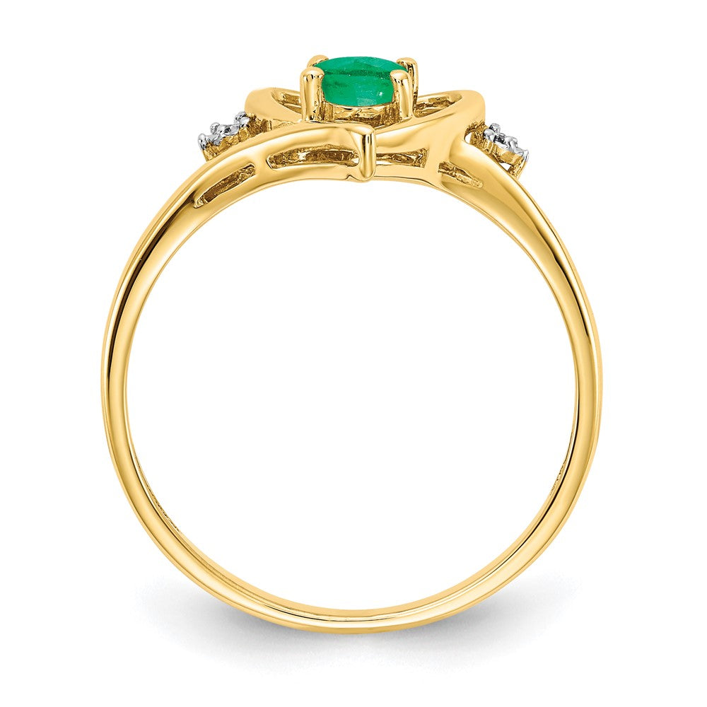 10K Yellow Gold Real Diamond & Emerald Ring