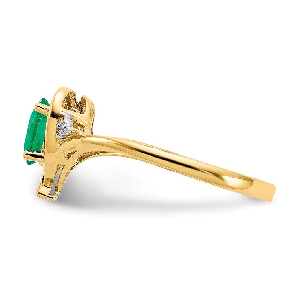 10K Yellow Gold Real Diamond & Emerald Ring