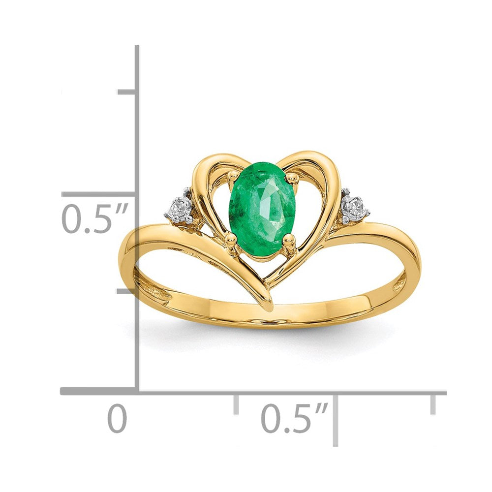 10K Yellow Gold Real Diamond & Emerald Ring