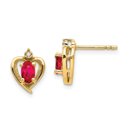 10k Yellow Gold Diamond & Ruby Earrings