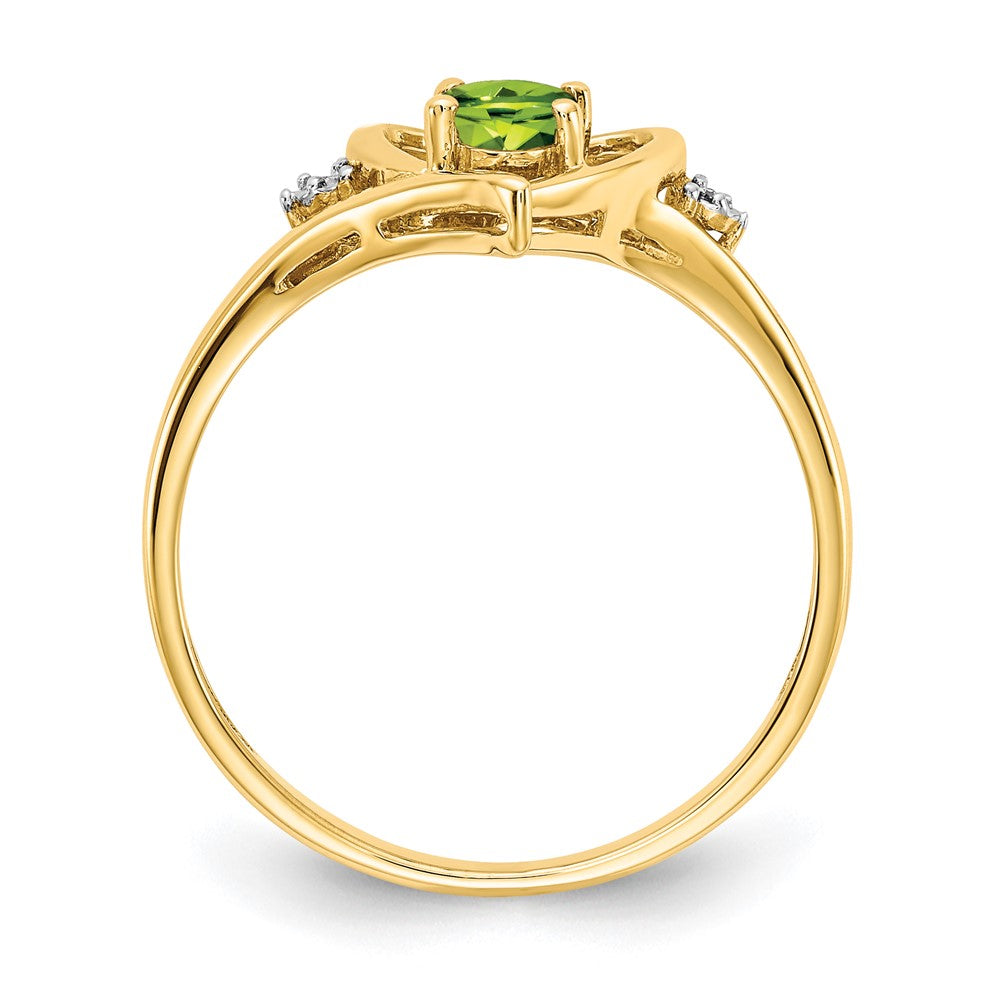 10K Yellow Gold Real Diamond & Peridot Ring