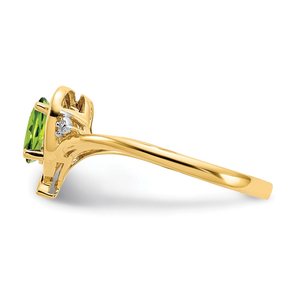 10K Yellow Gold Real Diamond & Peridot Ring