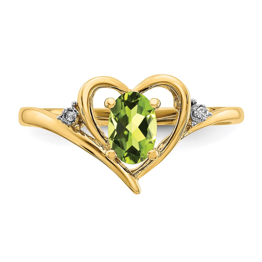 10K Yellow Gold Real Diamond & Peridot Ring