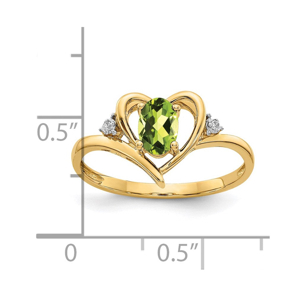 10K Yellow Gold Real Diamond & Peridot Ring