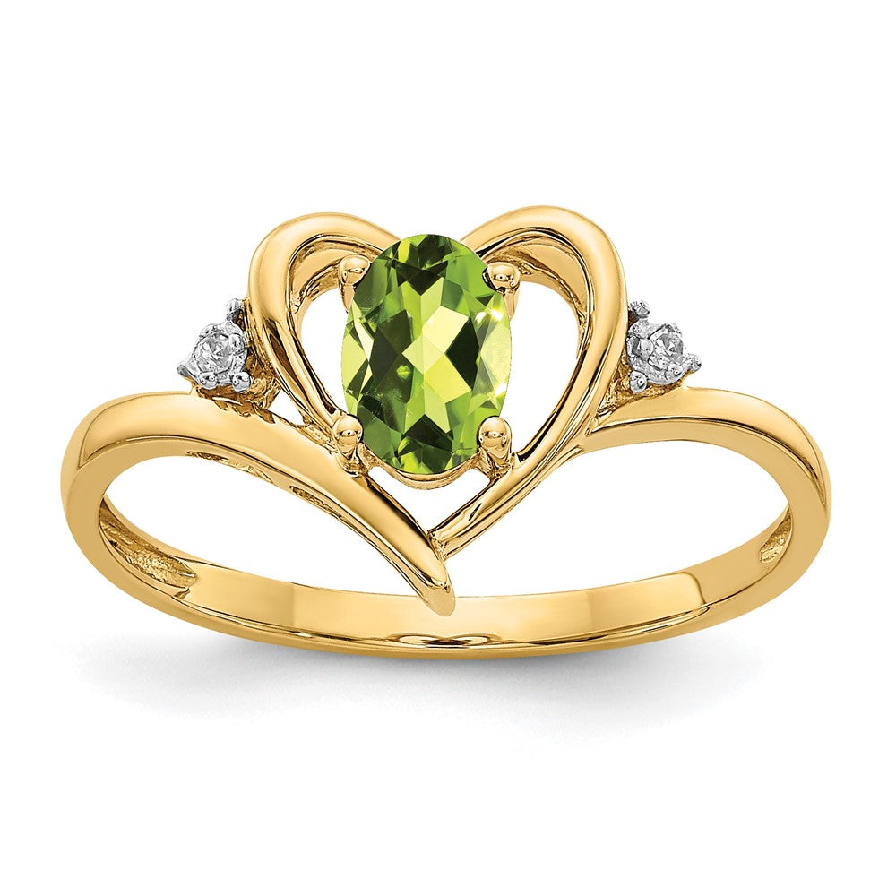 10K Yellow Gold Real Diamond & Peridot Ring