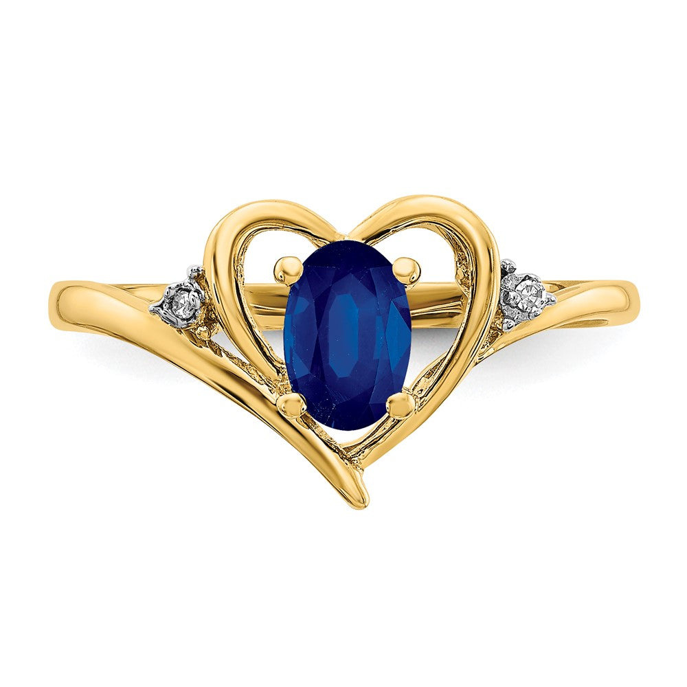 10K Yellow Gold Real Diamond & Sapphire Ring