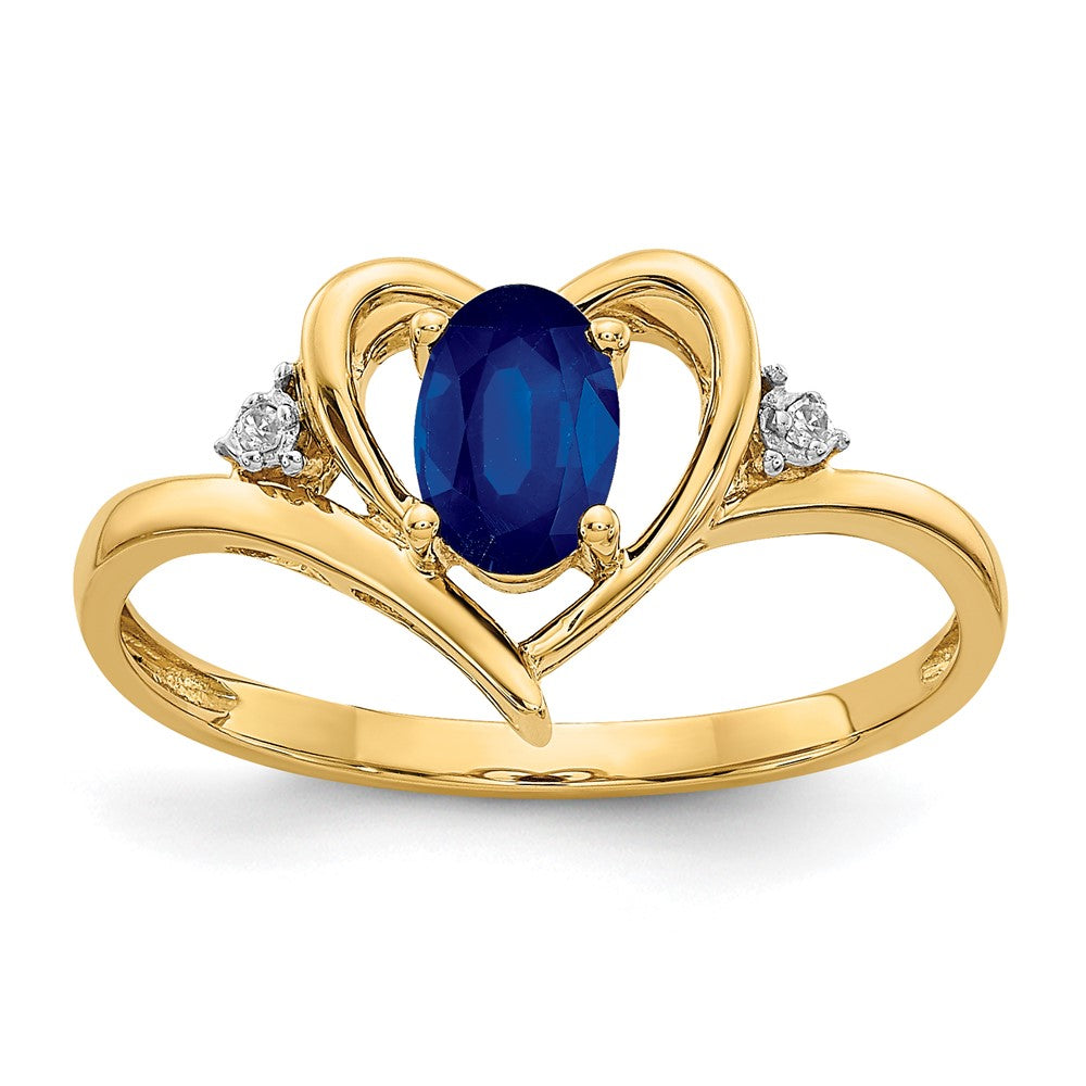 10K Yellow Gold Real Diamond & Sapphire Ring